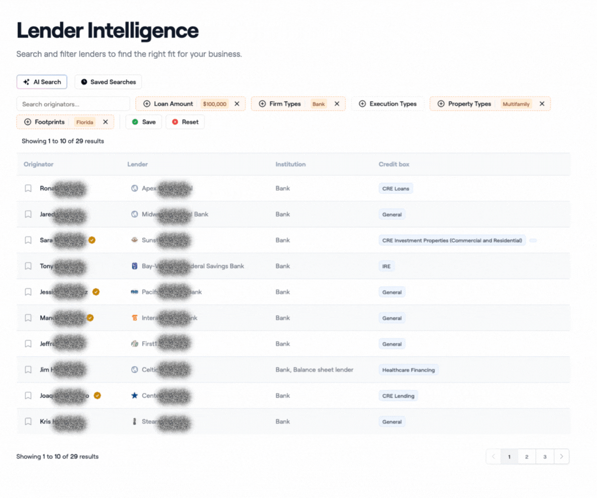 Smart Lender Matching Interface